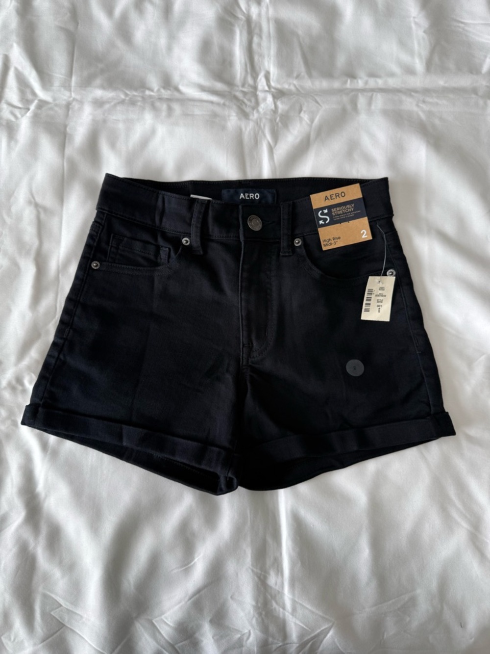 Black Seriously Stretchy High-Rise Midi Shorts